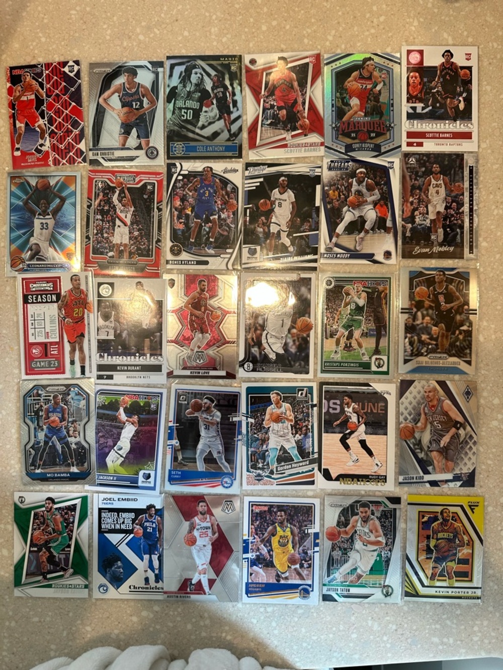 HUGE current Basketball Card Lot 4.7 LB, Sleeved, 45 Rookies, Prizm Optic Recon